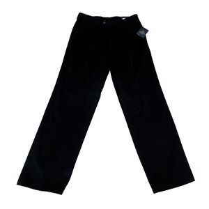 Enro Classic Mens Black Corduroy Pleated Straight Leg Pants 34x32 NWT Wide Leg